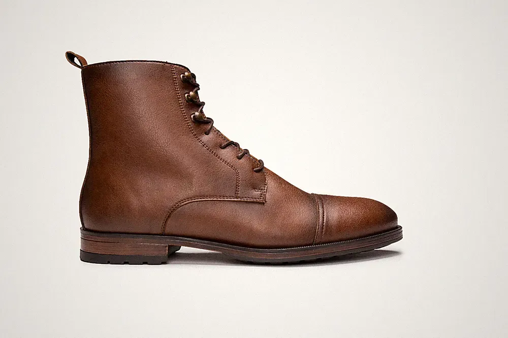 Vegane Boots knöchelhohe Derby- Cap- Toe- Elegant atmungsaktiv Futter rutschfest