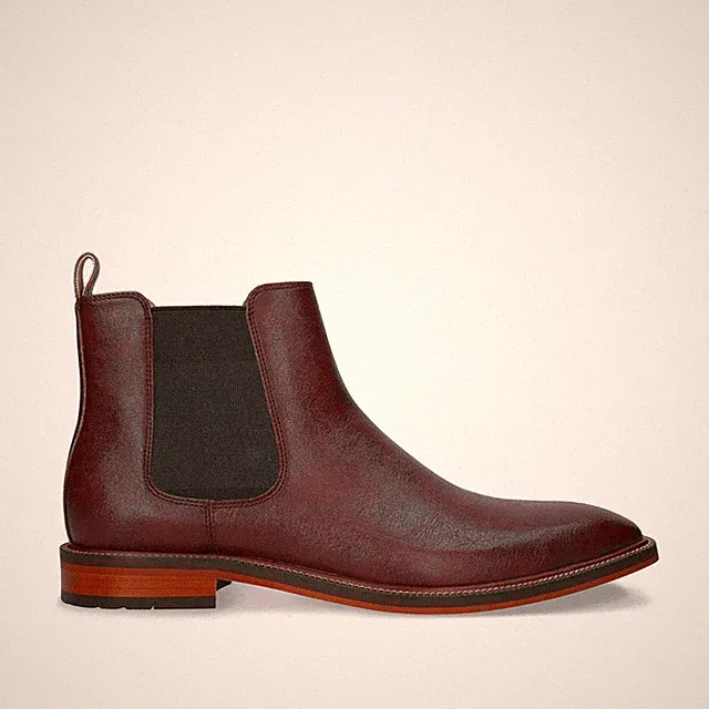 Vegane Chelsea Boots Herren Braun Stiefeletten Büro Freizeit Holzabsatz