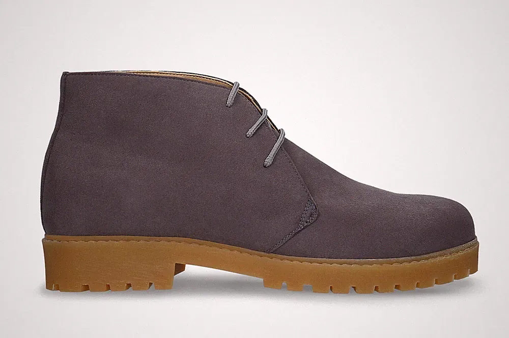 Vegane Desert Boots Herren Chukka knöchelhohe Stiefel Grau Wildleder Gummisohle