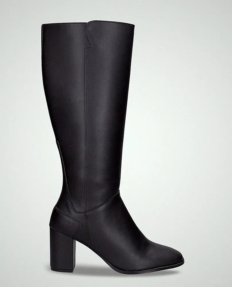 Vegane Kniehohe Stiefel Damen Schwarz Blockabsatz AppleSkin NAE Portugal 36-42