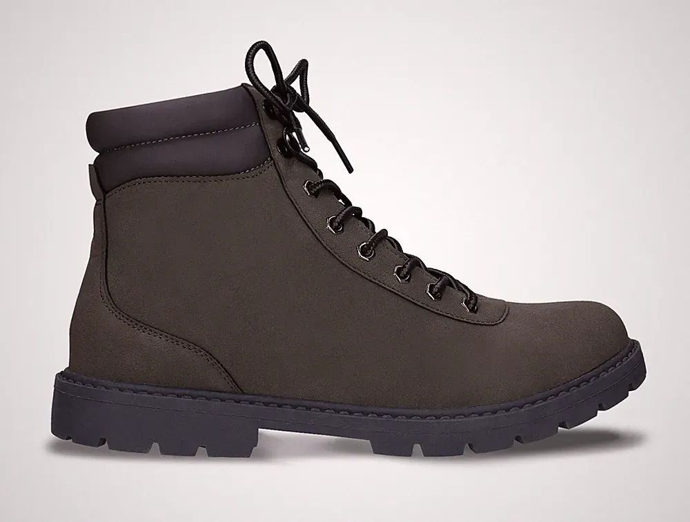 Vegane Stiefel Bergsteiger Wander Spaziere Knöchel Boots Winter Wildleder Optik