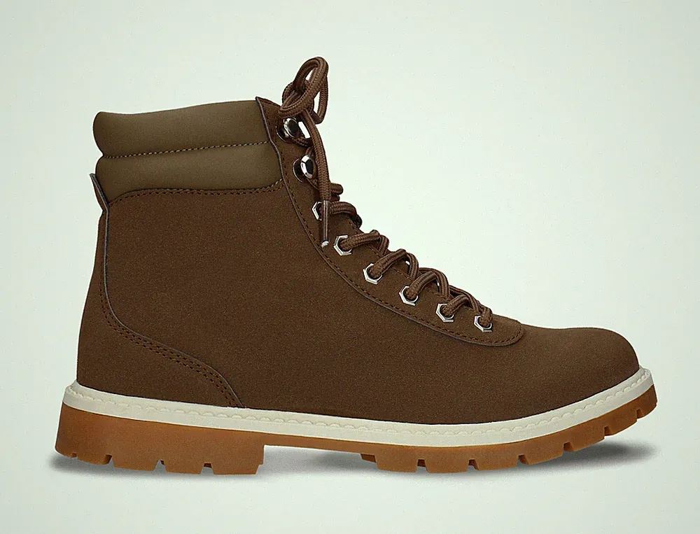 Vegane Stiefel Bergsteiger Wander Spaziere Knöchel Boots Winter Wildleder Optik