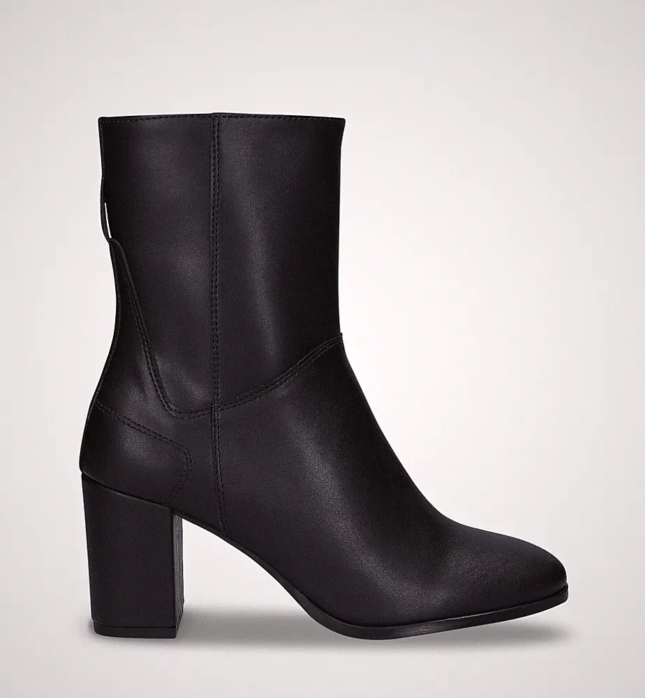 Veganer Damen Stiefelette schwarzer Apfelhaut Absatz Reißverschluss Größe 36-42