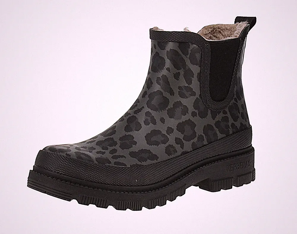 Verbenas 9302181203 Lua Fur Smooth Animal - Damen Boots - Black-Leo-Black