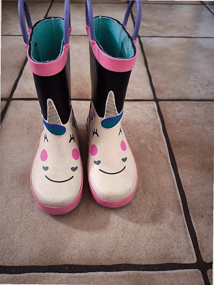Vertbaudet Gummistiefel Kinder Größe 25 Einhorn rosa lila Regenstiefel