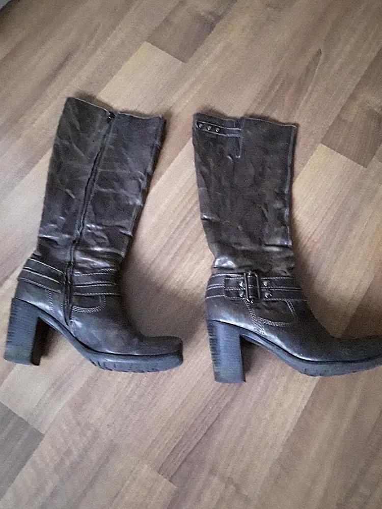 Vic Matie*Damenstiefel*Stiefel*Langschaft*grau*Gr.41*Echtleder*Leder gefüttert*