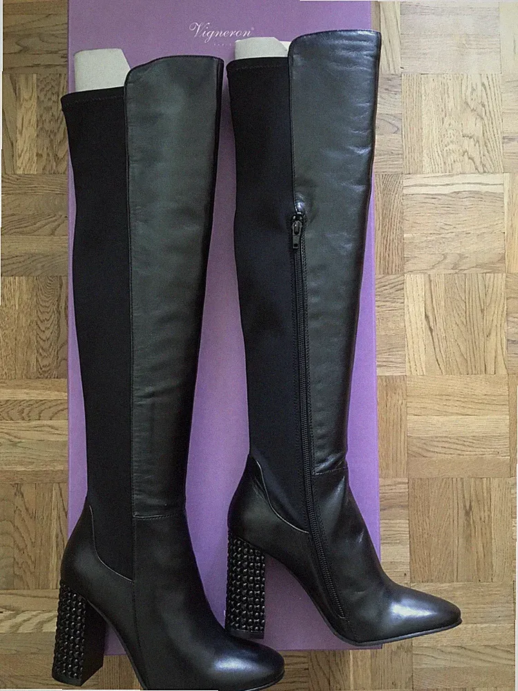 VIGNERON Overknee Boots Damen Gr. 36 schwarz hoch Stiefel - NEU!