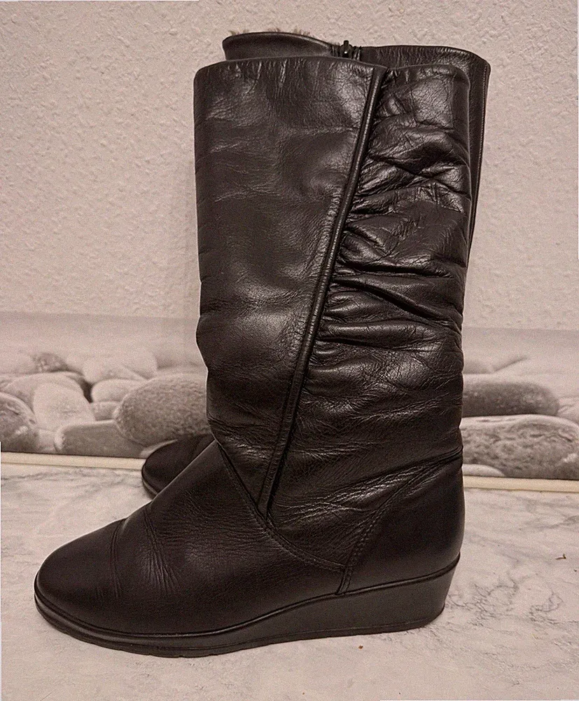 Vintage Bama Echt Leder Winterstiefel mit Lammfell