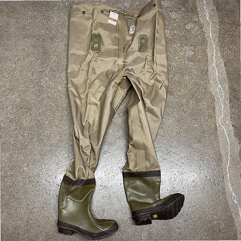 Vintage Northwest Territory Wathose Herren 8 Beige Gummi Stiefel Fuß Fischen