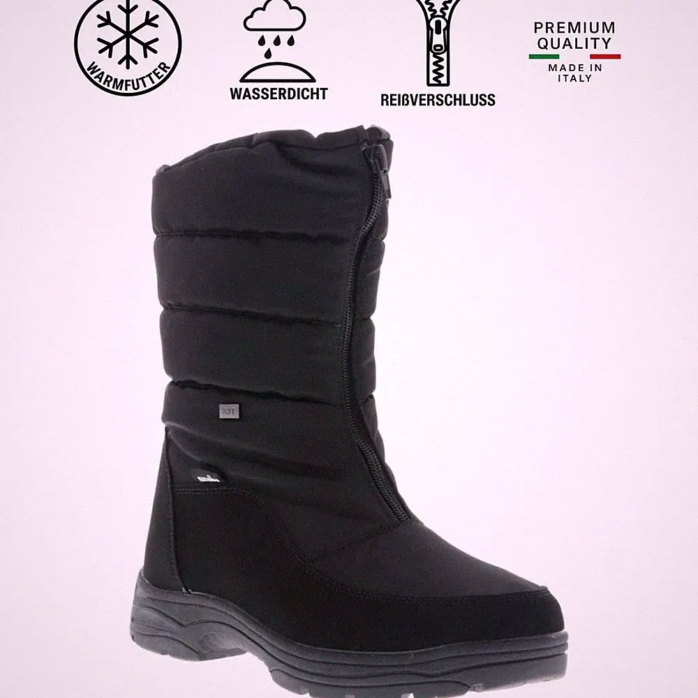 Vista Damen Winterstiefel Boots schwarz mit Reisverschluss Wasserdicht Gr. 36-42