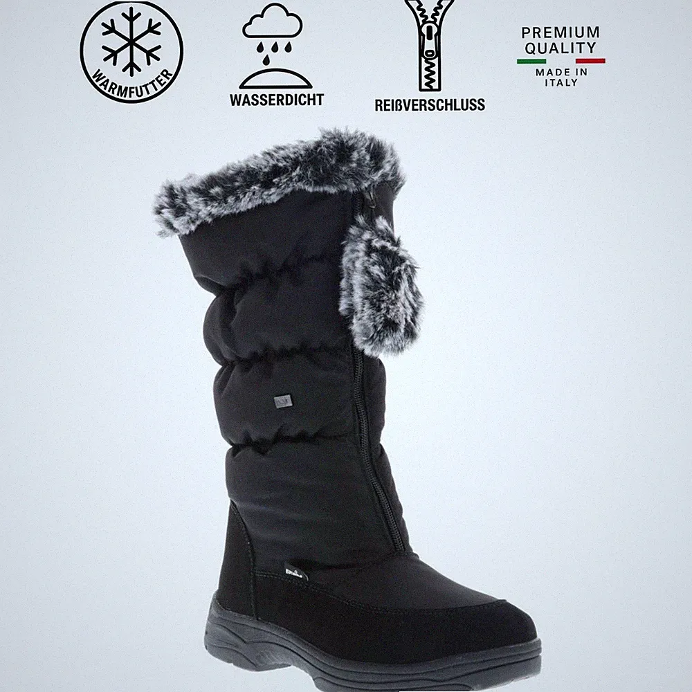 Vista Damen Winterstiefel Boots | wasserdicht | Reißverschluss | Schwarz I 39–42