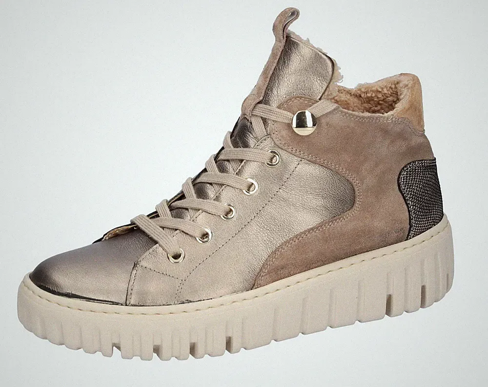 Waldläufer Schnürstiefelette Livia Bronce Leder Boot Plateau Stiefelette Sneaker