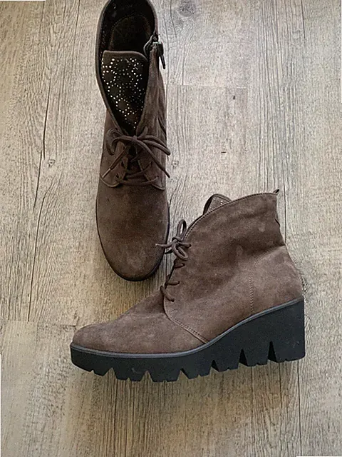 Waldläufer Stiefeletten 40 Weite H 6,5 Leder olivgrün gefüttert * Neuwertig *