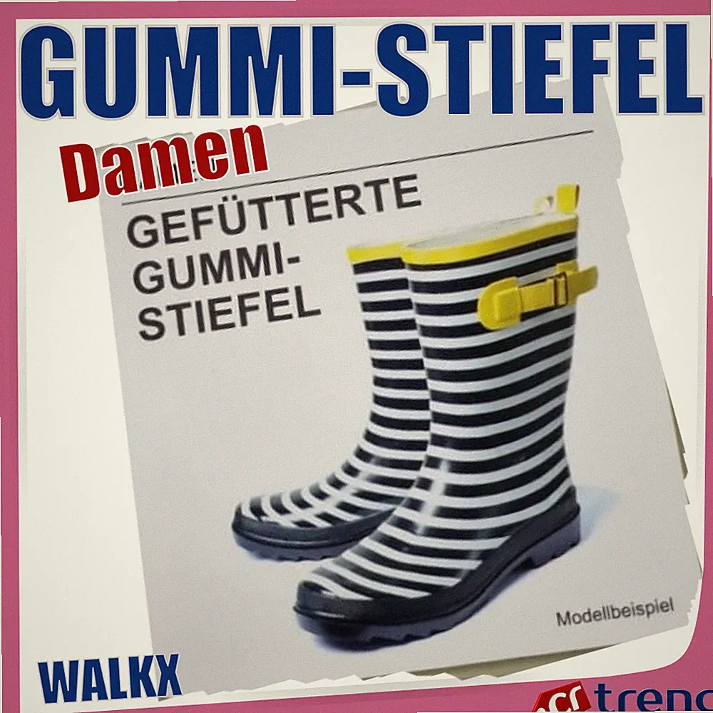 WALKX Gefütterte Gummistiefel Streifenmuster wasserdicht mit Warmfütterung Gr 40