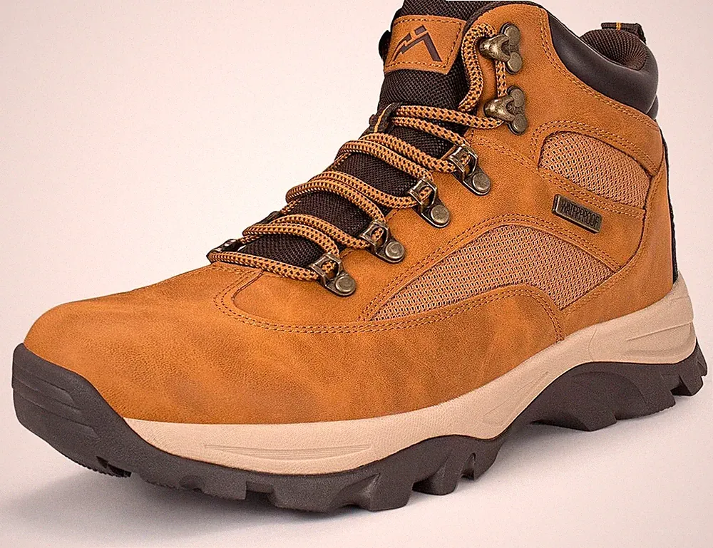 Wanderstiefel Herren Gelb Gummi Sohle Leicht 50% recyceltes Material