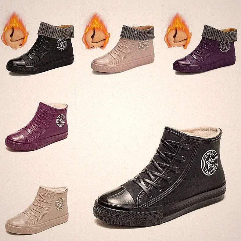 Warm Regenstiefel Damen Pelzgefüttert Schuhe für Garten Arbeite Wasserdicht