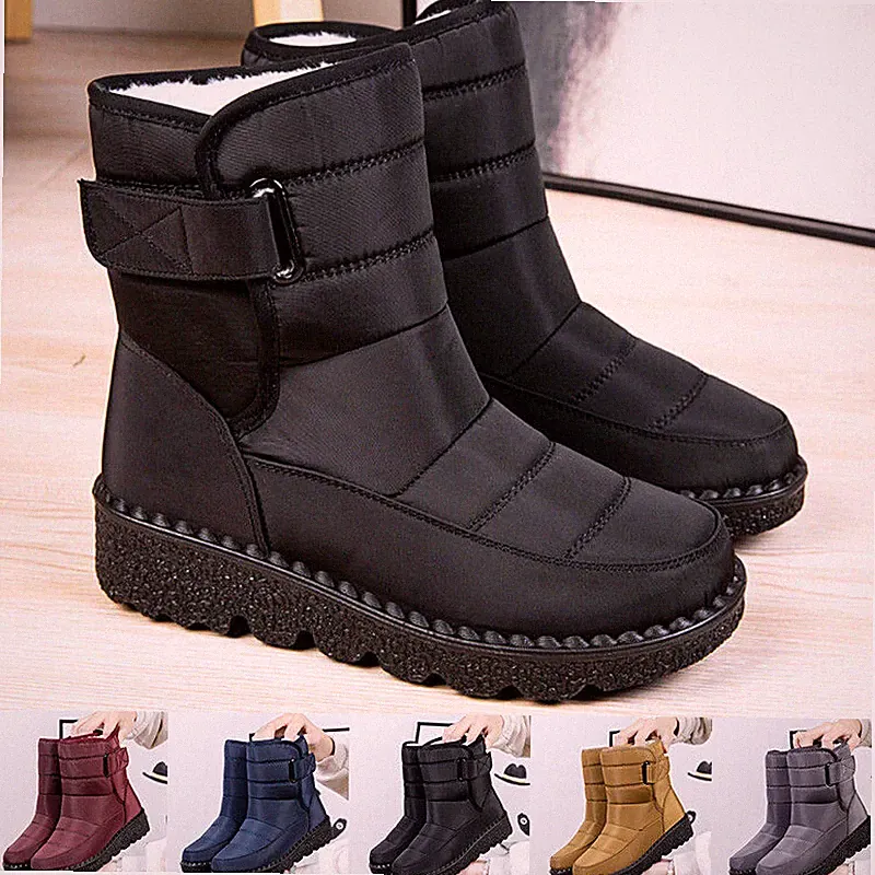 Warme rutschfeste Damen-Winterstiefeletten mit Fellfutter wasserdicht Schnee UK