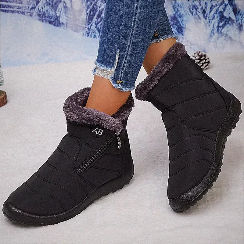 Warme Slip-on Winterstiefel, Schneeschuhe, Stiefeletten, gefüttert, Gr 39,5