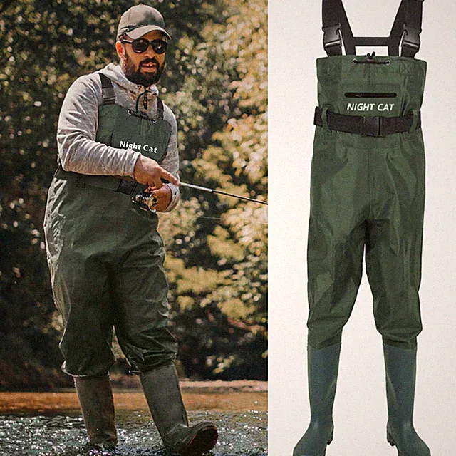 Wasserdicht Wathose Gummistiefel Fischer Teichhose Küstenangler Angelhose 40-47