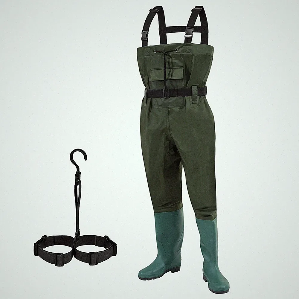 Wathose Angeln Gummistiefel Teichhose mit Haken Anglerhose robust Jagd Gr. 42-47