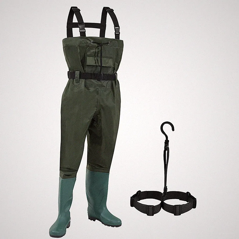 Wathose mit Haken Angeln Gummistiefel Teichhose Anglerhose robust Jagd Gr. 42-47