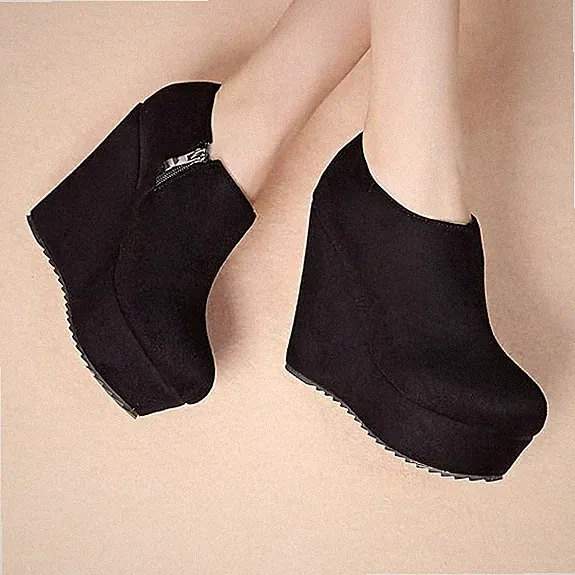 Wedge Ankle Boots High Heels Keilabsatz Stiefeletten 12cm Absatz Plateau Schuhe