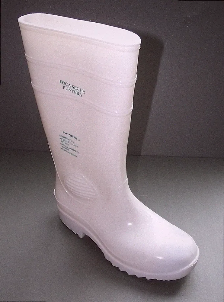 weiße Gummistiefel aus PVC mit Stahlkappe Metzgerstiefel Größe 36 bis 48