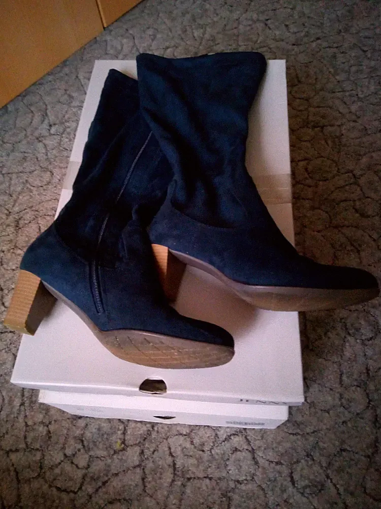 Weitschaftstiefel Damen, Gr. 38 Stretch , 3 Paar in je blau, schwarz & beige
