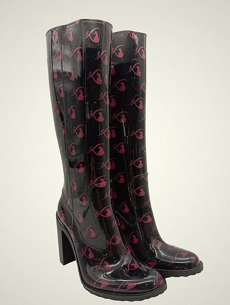 WENKO Gummistiefel Damen Stiefel Casual Streetwear Pink Schwarz Größe 39