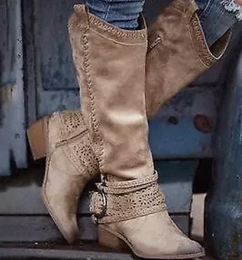 🔥Westernstiefel Boots Cowboy Stiefel Damen Wildleder DE 2025