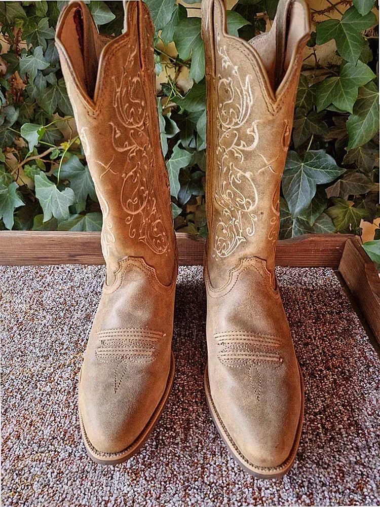 Wie NEU! 1 P. Damen Leder Westernstiefel camelfarben US Gr. 8,5 EU 40 *TWISTED X