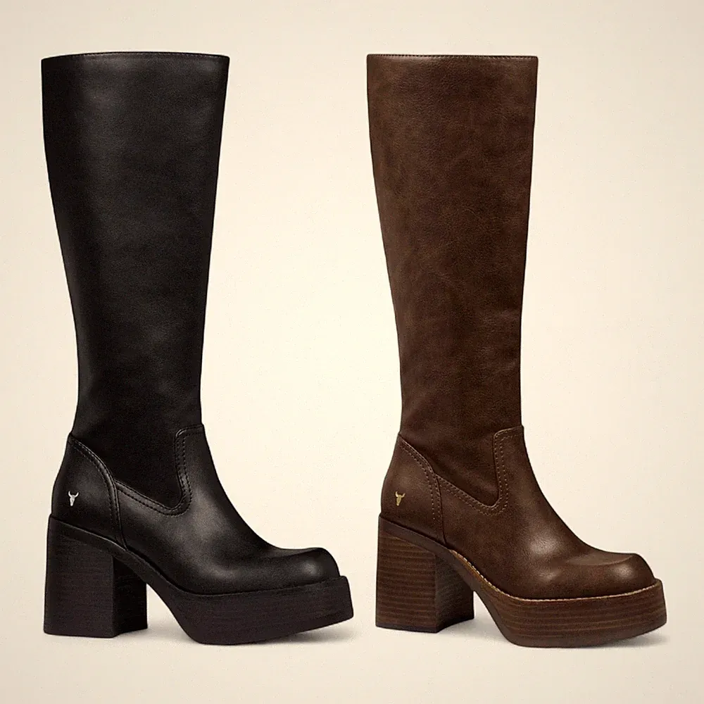 Windsorsmith Damen Niche Kniehoch Grob Plateau Blockabsatz Stiefel