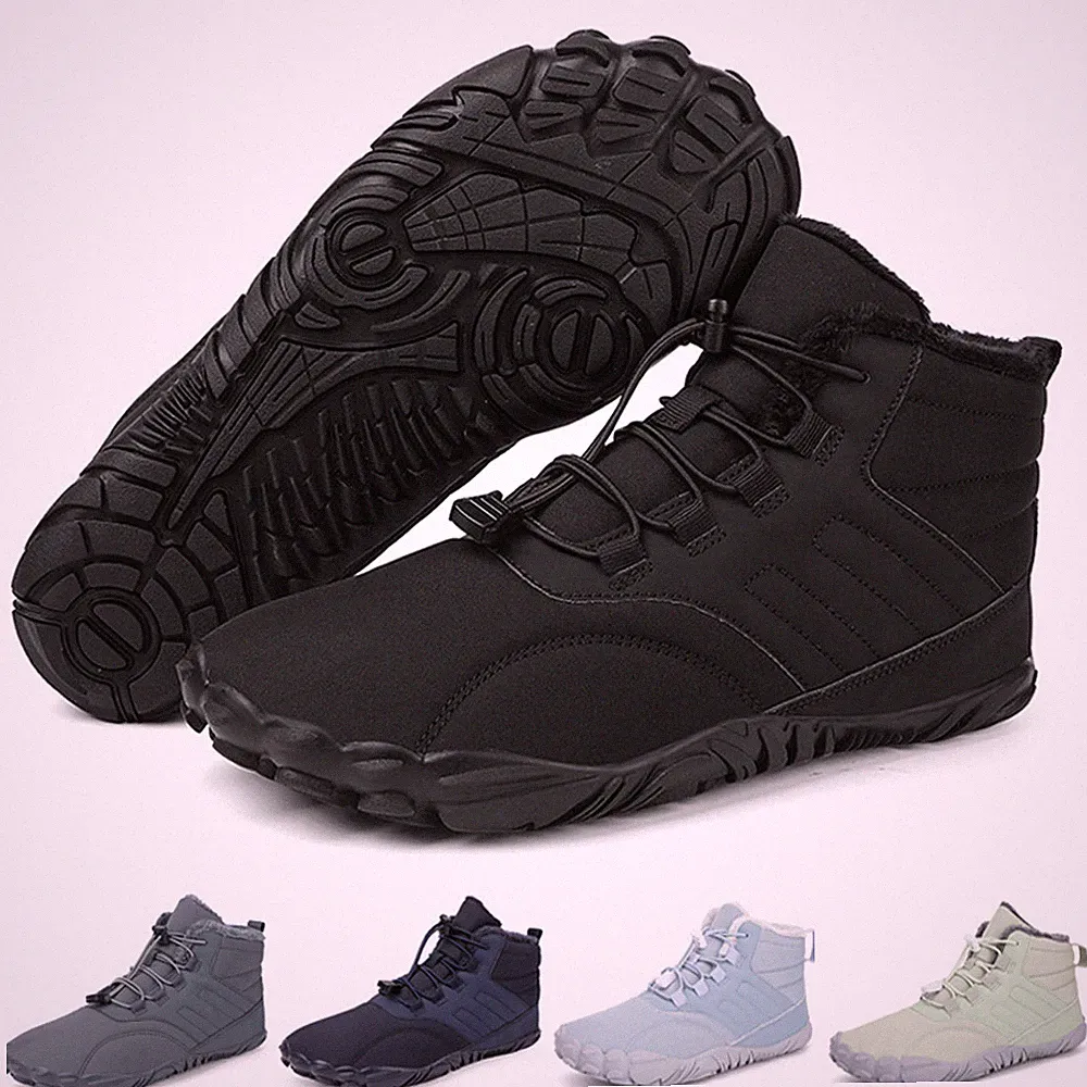 Winter Barfußschuhe Herren Damen Warm Gefüttert Winterstiefel Rutschfest Schuhe