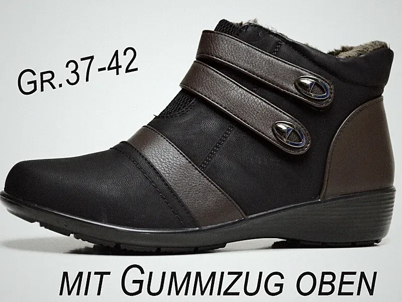 Winter Gr.37-42 Knöchelschuhe Reißverschluss Gummizug Stiefel gefüttert 25930x