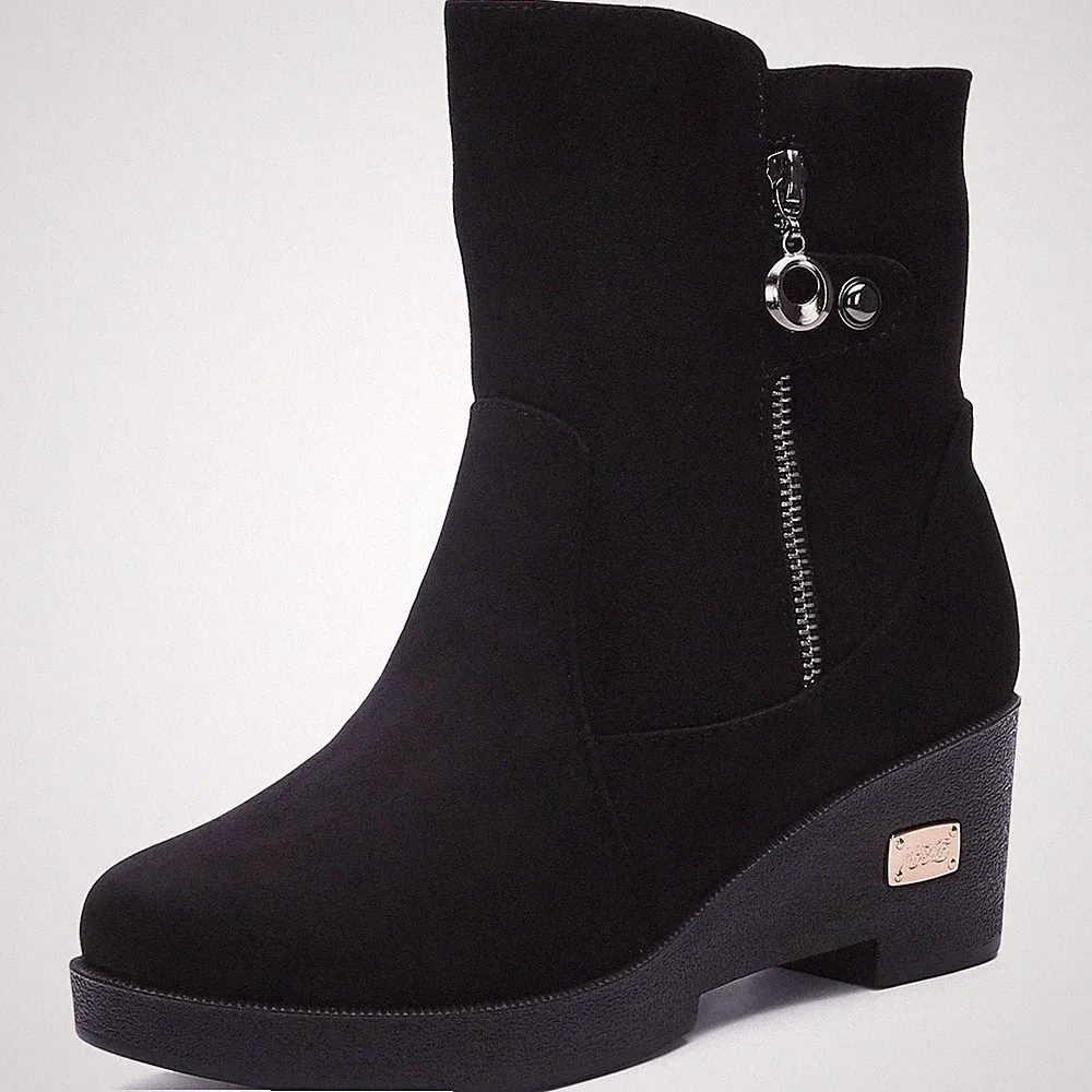 Winterschuhe Damen Stiefel Warm Gefüttert Kurze Winterstiefel Rutschfest Keil...