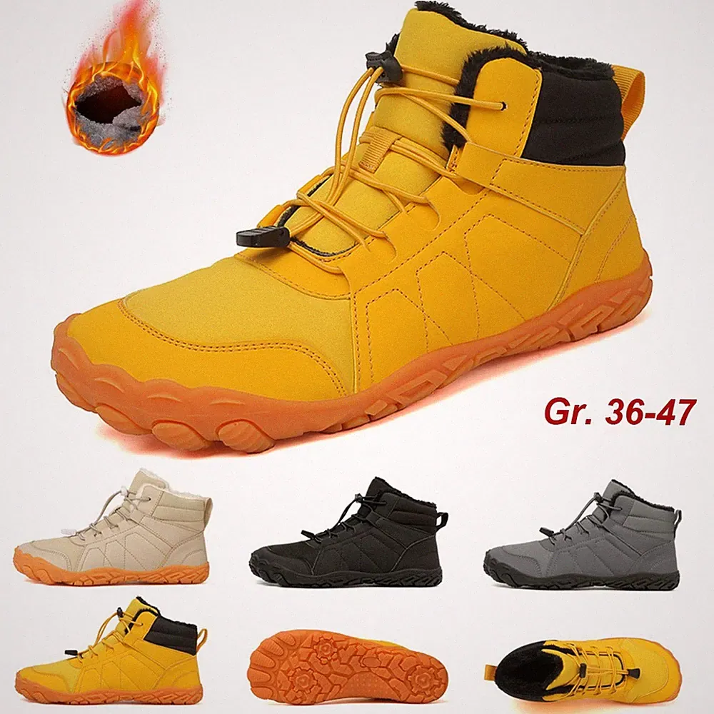 Winterschuhe Herren Warm Gefüttert Barfußschuhe Damen Wasserdicht Winterstiefel
