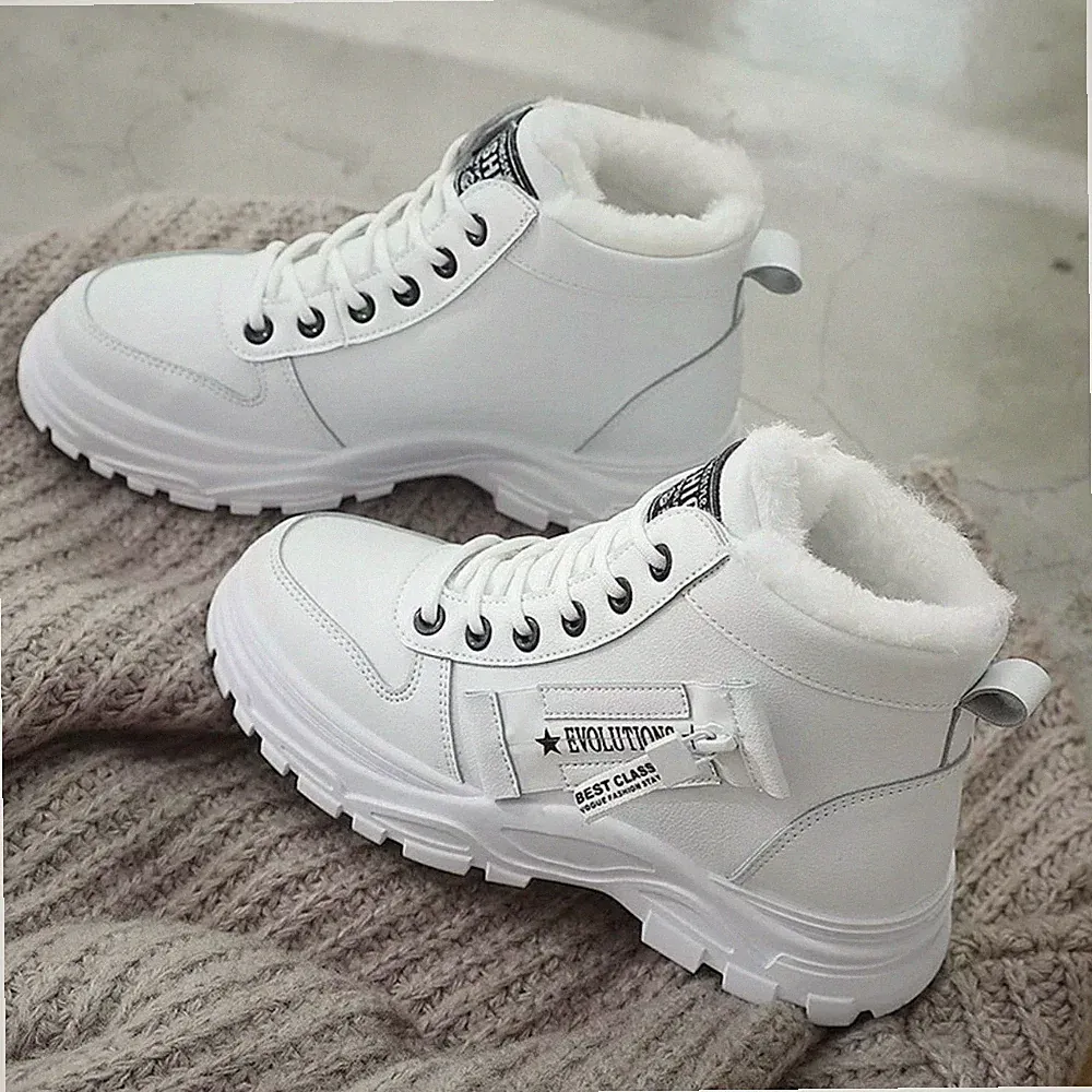Winterschuhe Stiefel Boots Stiefelletten Booty Gefüttert Damen WEISS NEU 2023