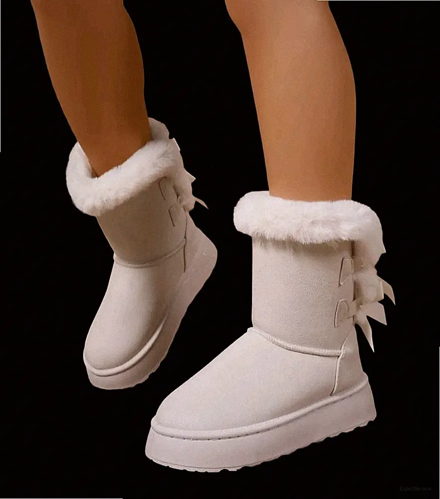 Winterstiefel Damen Gr 38 Weiß / Beige Neu Warm Winter Schuhe Gefüttert Boots