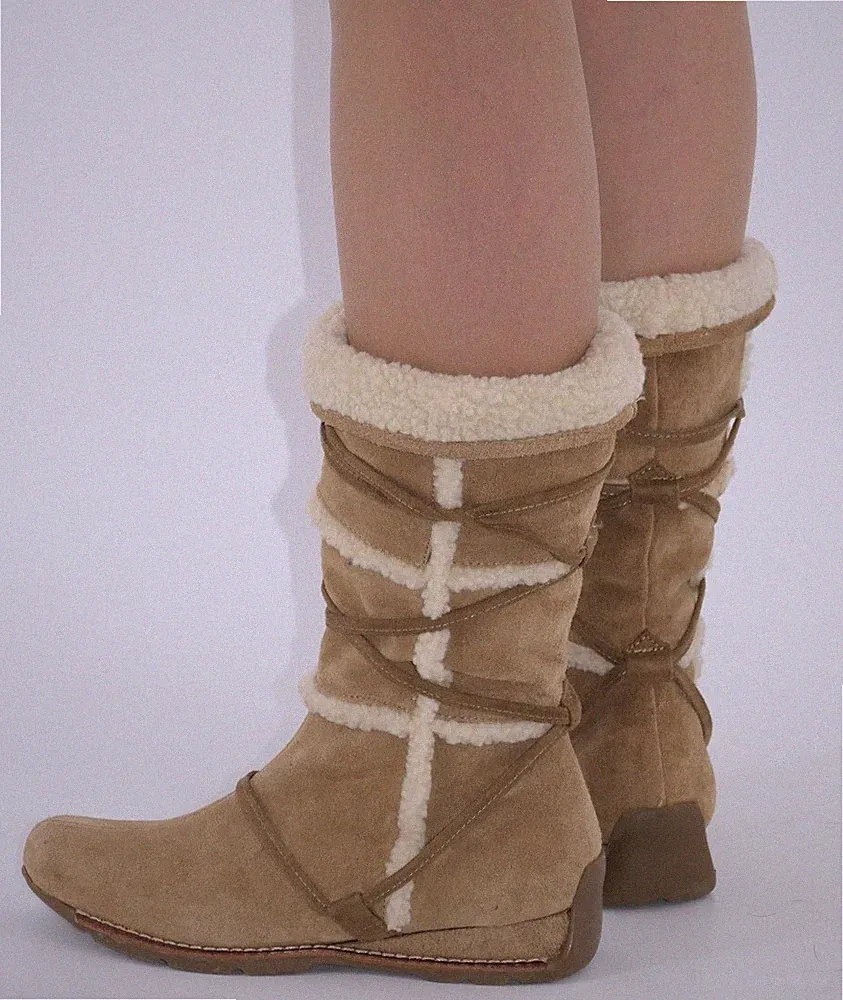 Winterstiefel Damen Warm Gefüttert Gr.37/37,5-25 cm Wildleder Beige Top