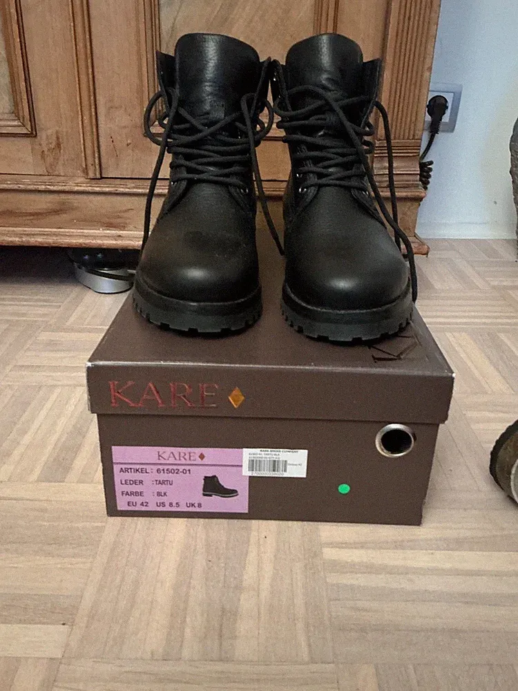 Winterstiefel Herren 42, schwarz Leder, Wolle gefüttert, Marke Kare