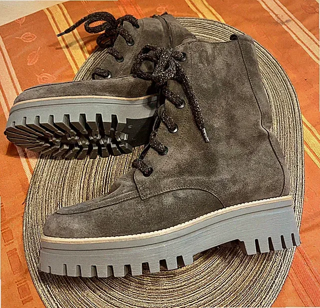 Winterstiefel Leder Größe 41 / graubraun von Gianluca Pisati mit Reissverschluß