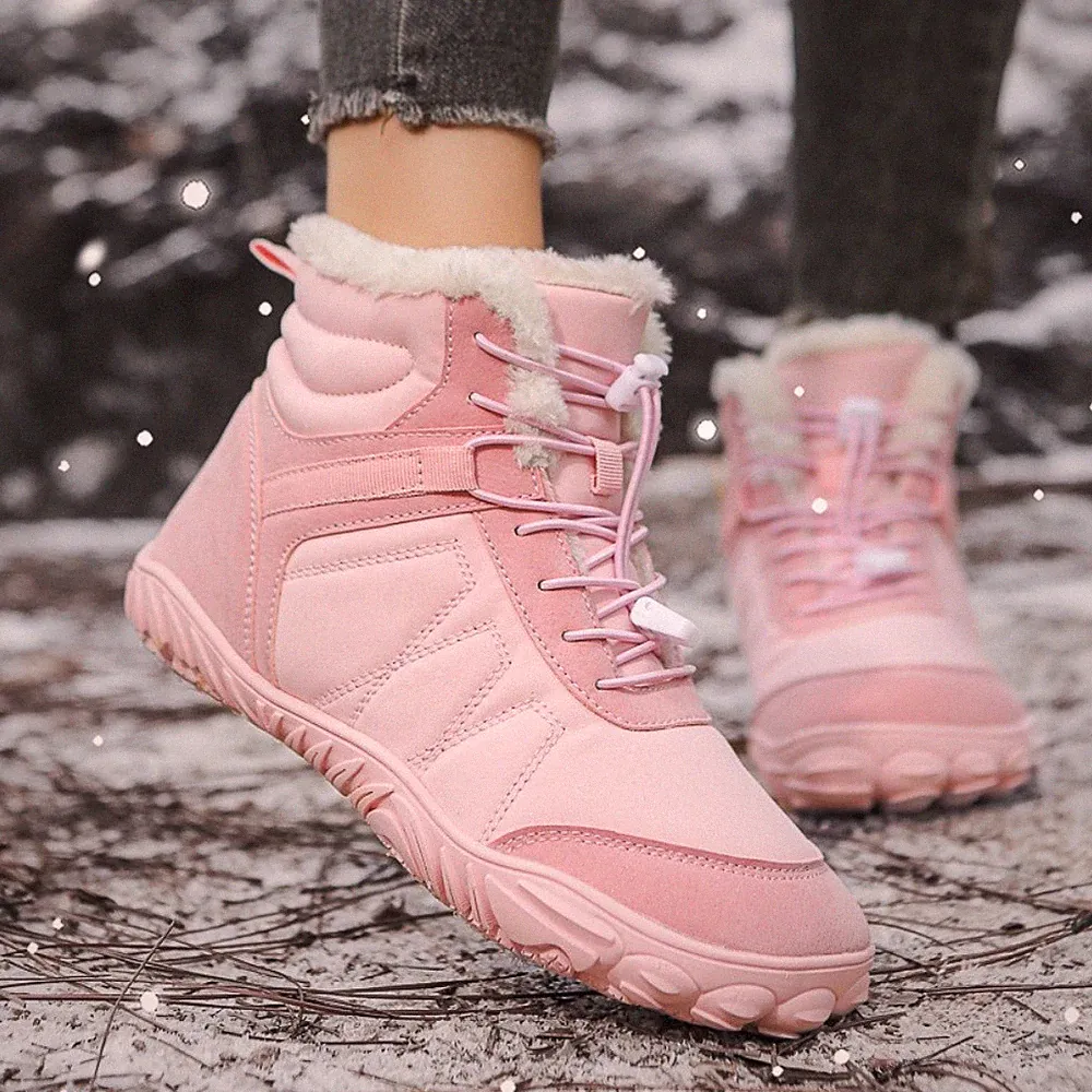 Winterstiefel Winter Barfußschuhe Warm Gefüttert Winterschuhe für Herren Damen