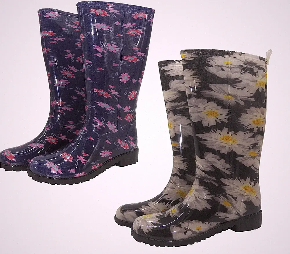 WKTEX Damen Regenstiefel Gr. 36 Gummistiefel Damenstiefel Stiefel Blumen bunt