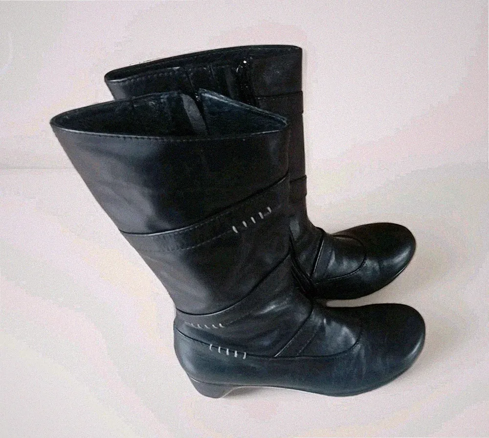 Wolky® Damen Stiefel Lederstiefel Leder Boots Schwarz Gr. 36 (37)