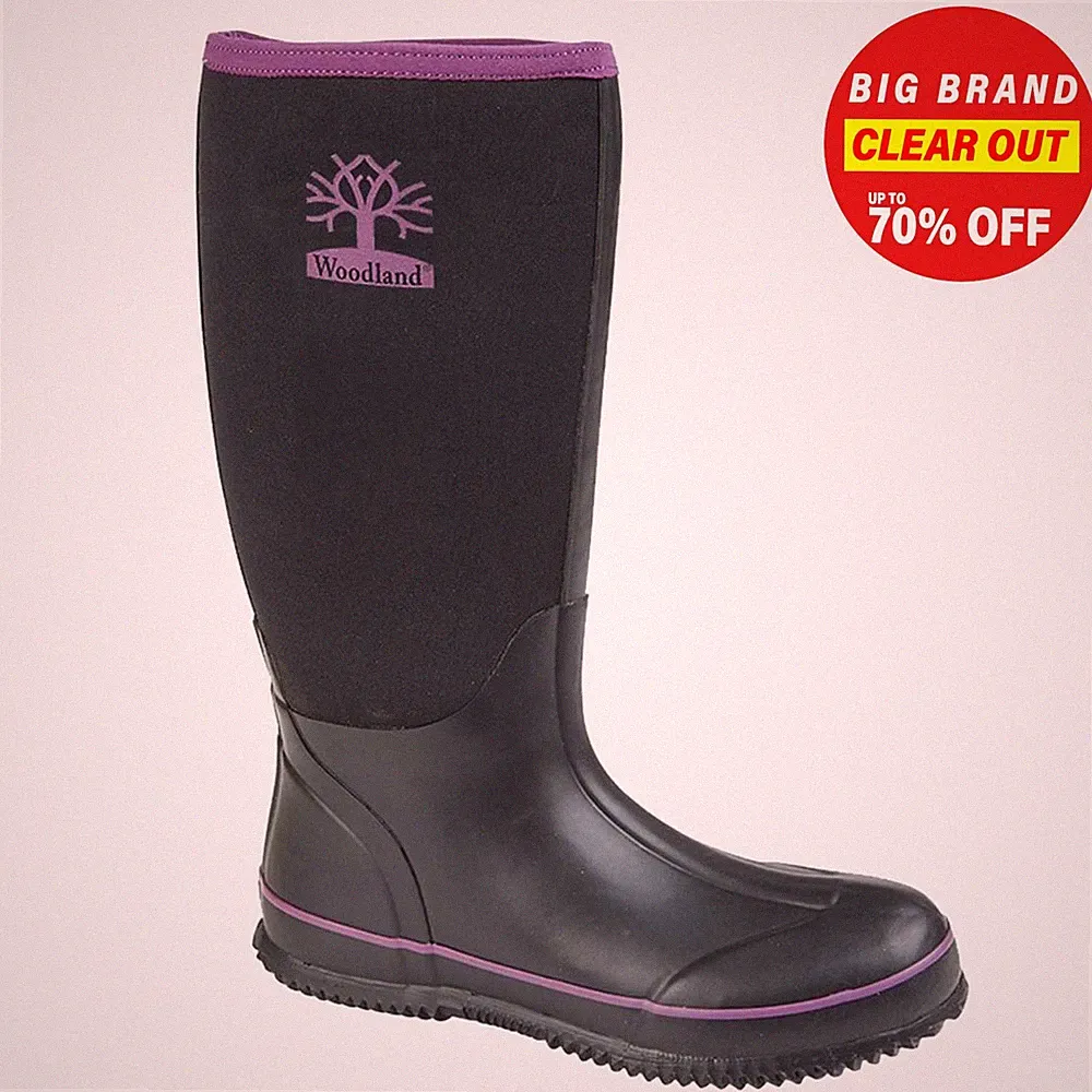 Woodland Newry Neopren Damen Outdoor Wandern Wasserfest Gummistiefel Schwarz