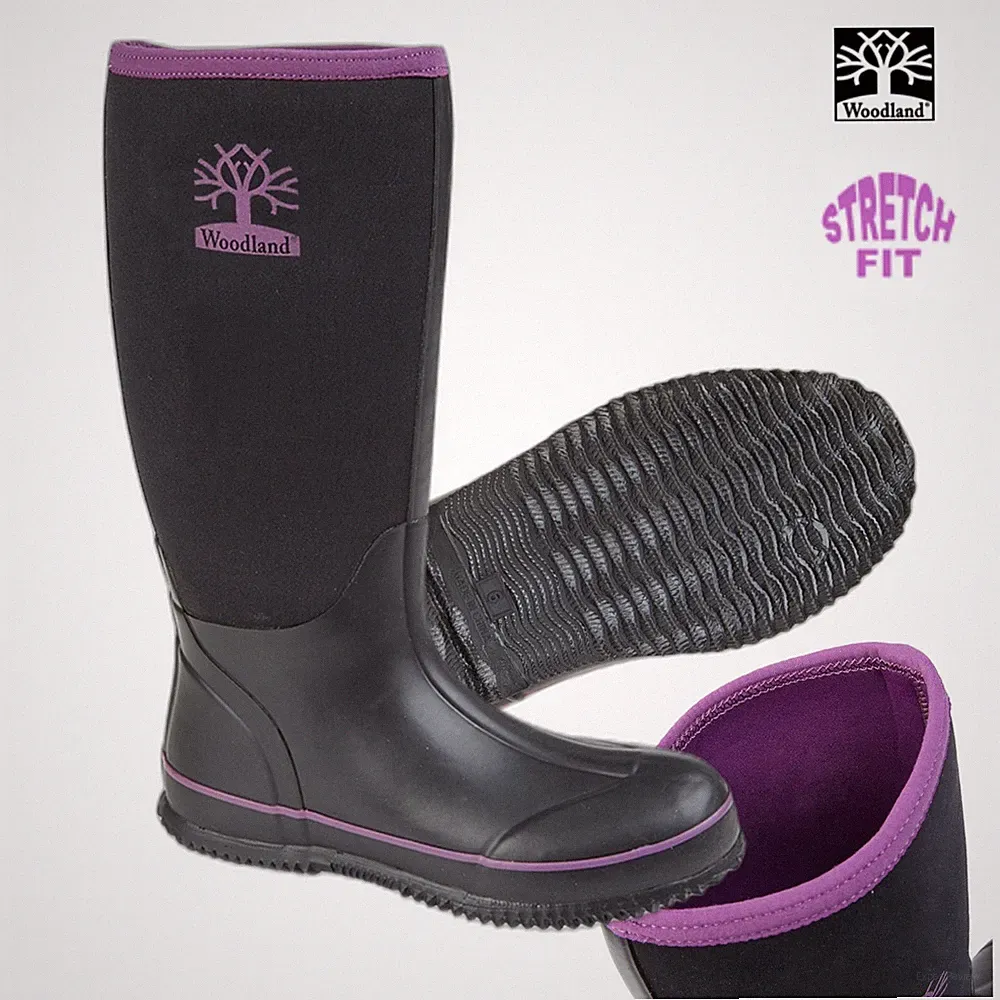 Woodland W395 warme Neopren Damen Winter Gummistiefel schwarz Gummistiefel