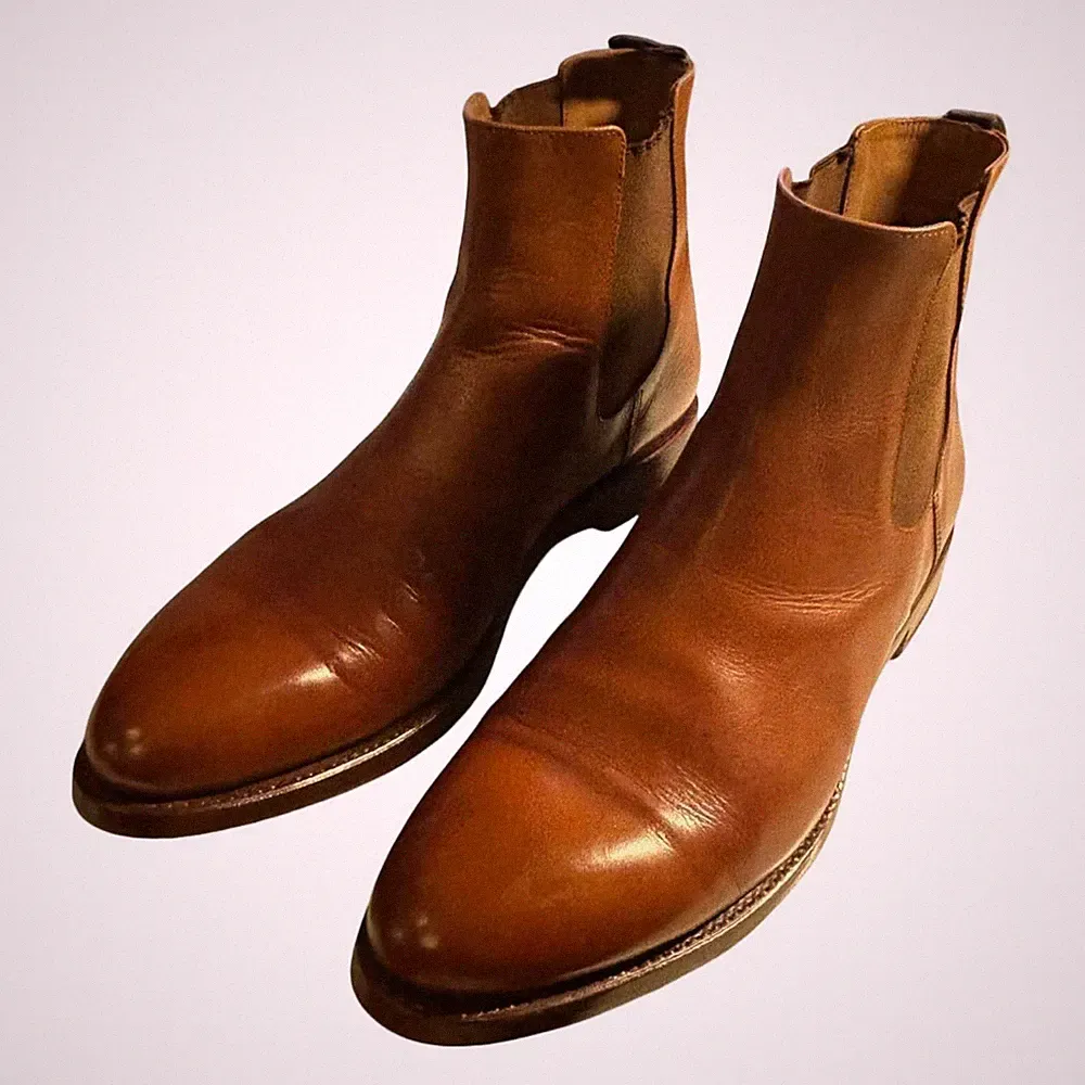 Yanko Chelsea Stiefel Herren Leder rahmengenäht Vibram Sohle Braun Gr 42,5