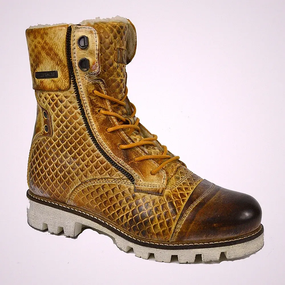 Yellow Cab Damen MILITARY W Stiefel Y25166 Lederstiefel gefüttert Wolle