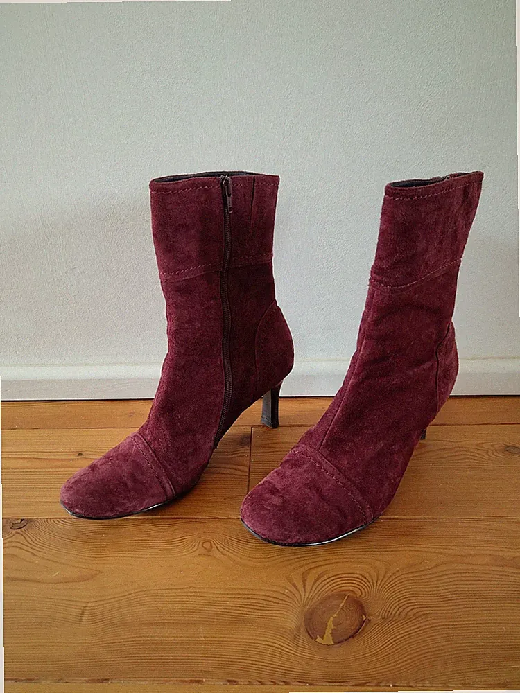 You Know Shoes Stiefeletten Damen Veloursleder bordeaux-rot Gr. 39