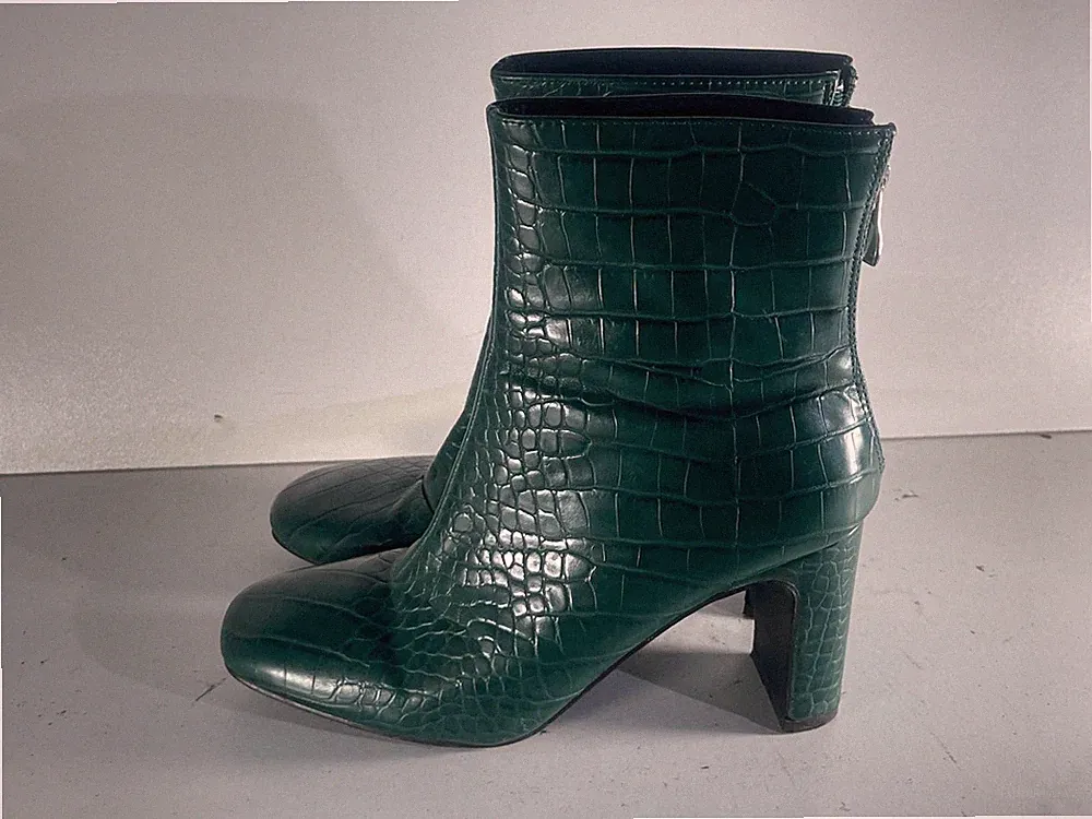 Z_Code Z Damenschuhe 3(36) gebraucht grün Krokoleder Reißverschluss hinten Stiefeletten -E76